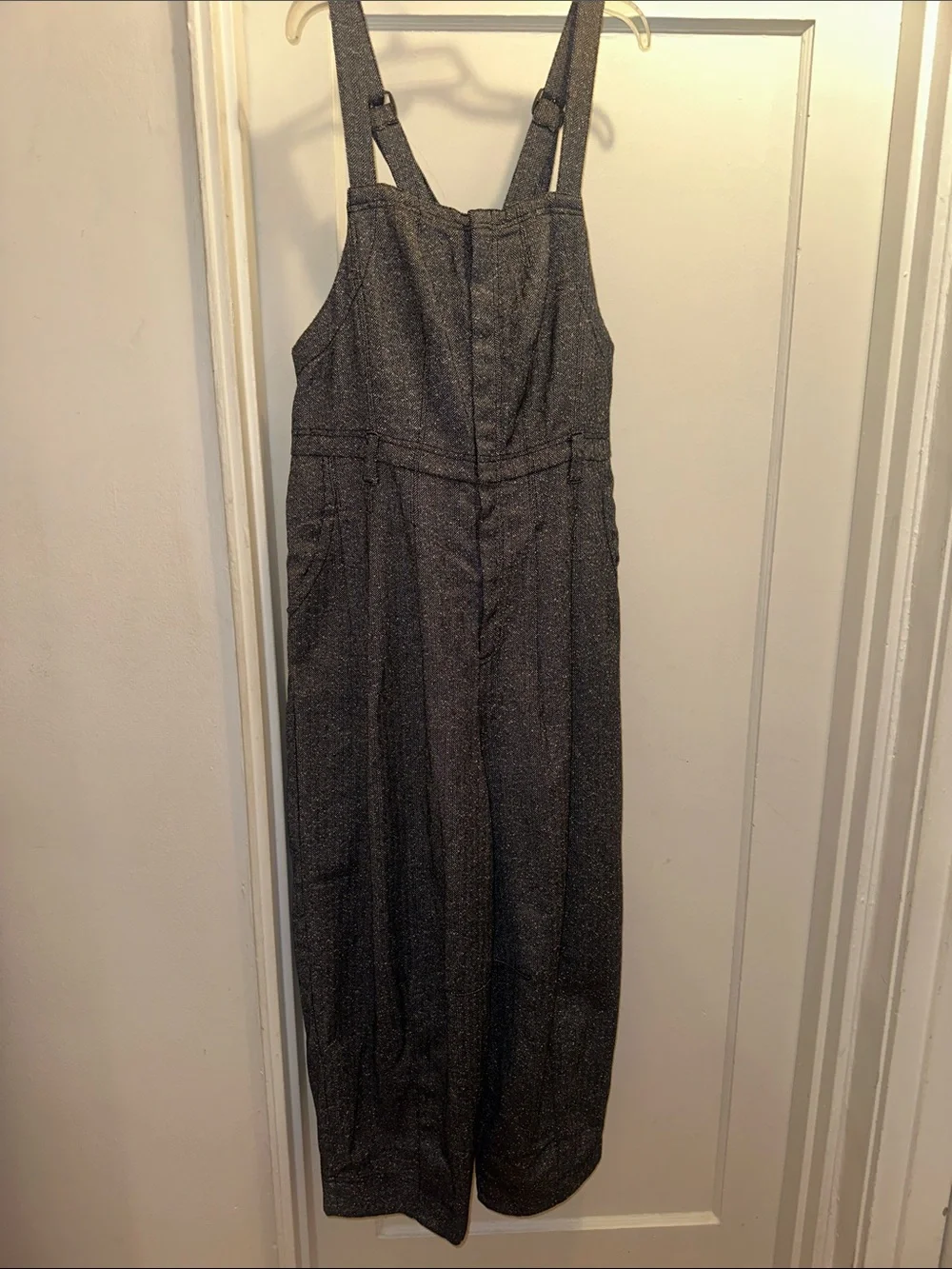 Free People Charcoal Speckled Wide-Leg Jumpsuit - Preloved